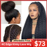 Flash Sale 4C Kinky Edge Kinky Straight Lace Wig 13X4 Lace Front Human Hair Wigs Yaki Straight Wigs With Baby Hair