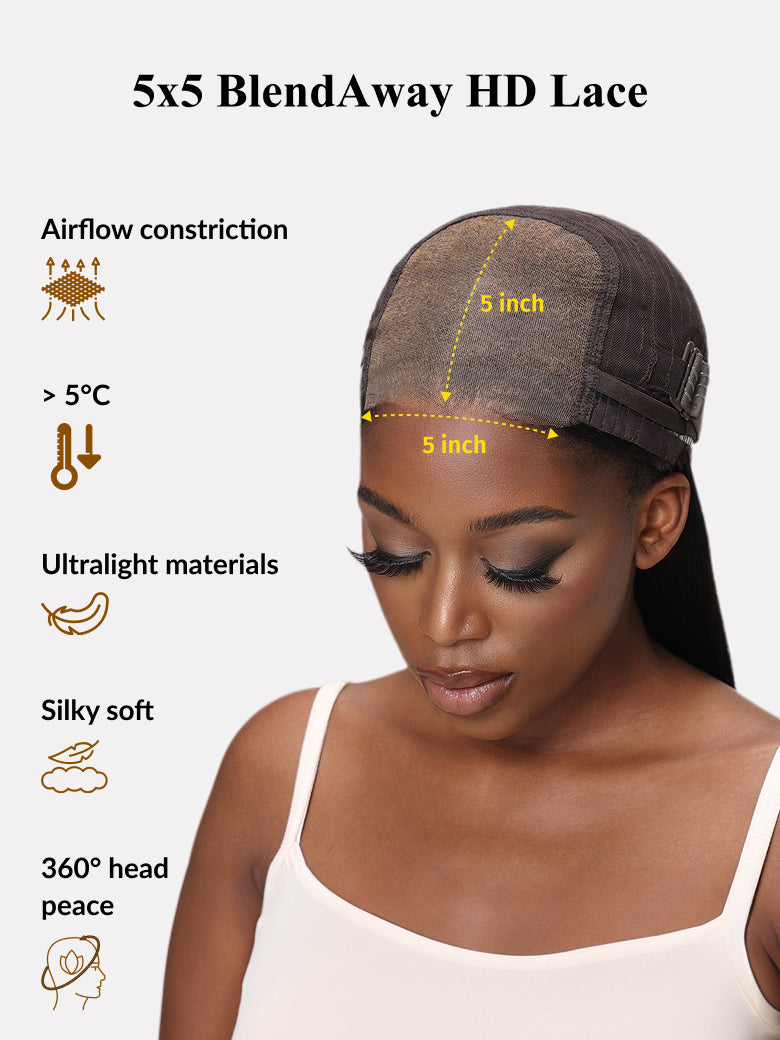Sunber 5x5 HD Jerry Curly Natural Black Pre Cut Lace Wig With Invisi Drawstring