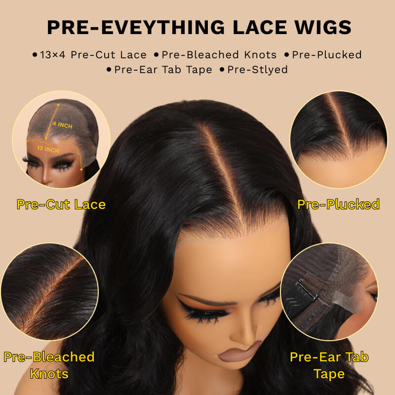 Sunber 6x4.75/ 7x5 Pre-Cut Lace Wear & Go Wigs Body Wave Pre-Plucked Hairline Beginner Friendly