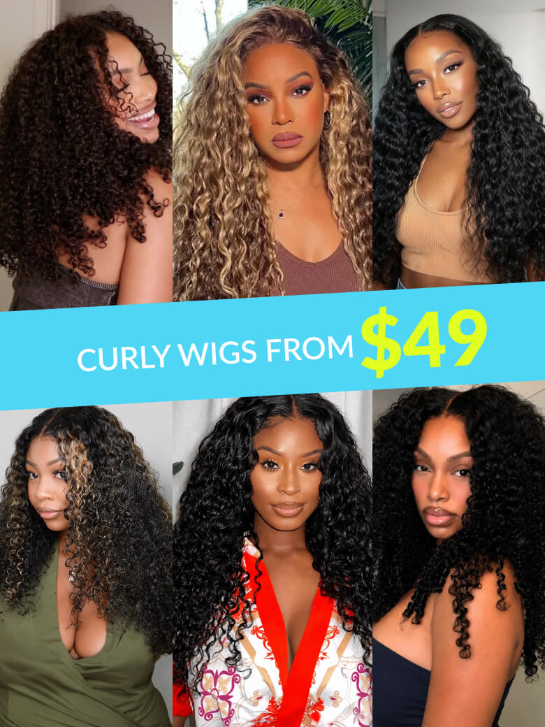 Curly Wigs From $49| 6*4.5 Pre Cut Lace/ 13*4 Lace Frontal Wig Glueless Wigs For VIP Member Flash Sale