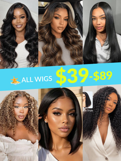 [All Wigs $39-$89] Put On &amp; Go/13x4 Lace Frontal/180% Density Wigs With Invisible Lace Glueless Human Hair Wigs VIP Member Flash Sale