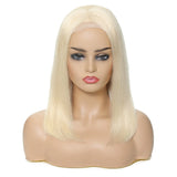 Extra 70% OFF |Sunber 613 Blonde Color Short Straight Lace Closure Bob Wig 4 By 4 Lace Closure Wigs