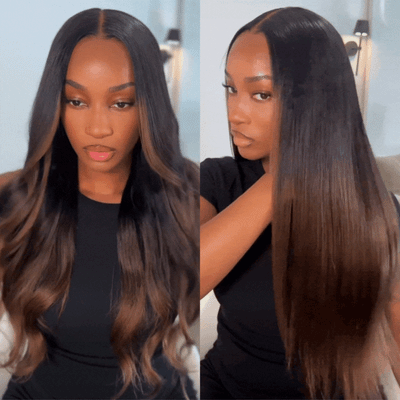 Sunber Glueless Chestnut Brown Yaki Straight Wave Wig Upgrade New V Part Wig Yaki Straight No Leave Out Protective Styles Flash Sale