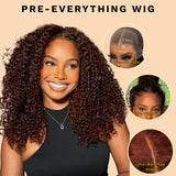 $169 Flash Sale 7*5 Bye Bye Knots Reddish Brown Curly Pre Cut Lace Wig Flash Sale