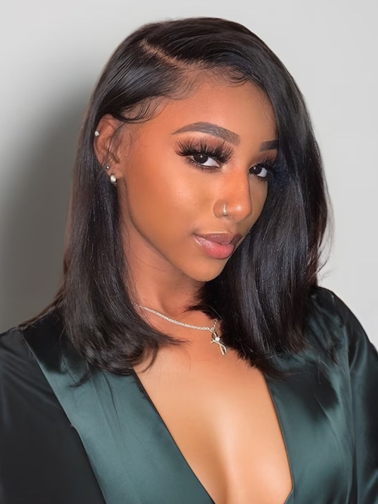 Sunber 7x5 No Slip Pre-Cut Lace Blunt Cut Straight Bob Wig With Elastic Drawstring Flash Sale