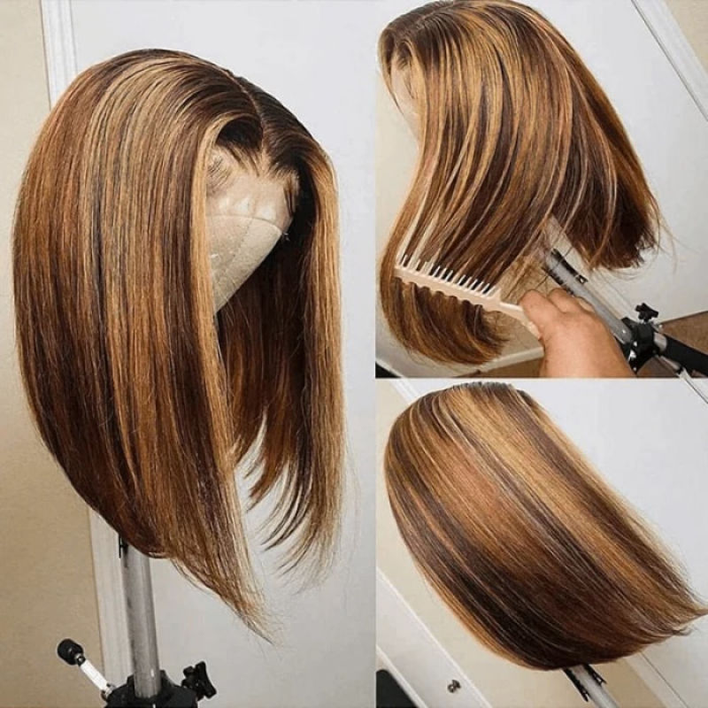 Flash Sale Sunber Piano Highlights Pre-Cut Lace Bob Wigs Human Hair