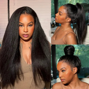 Sunber Yaki Straight 7x5 Bye Bye Knots Glueless Lace Wig -Pull And Go & Bleach Knots & Pre-cut