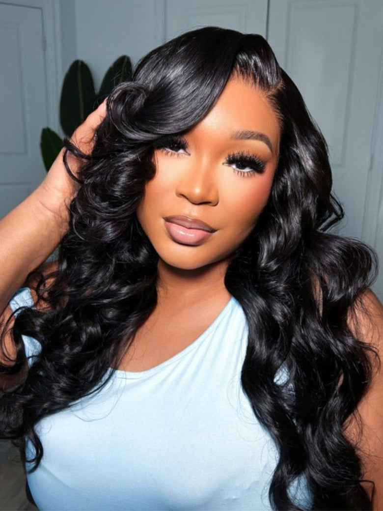 Sunber 13x4 Pre-Everything Wig With Loose Wave Face-Framing Layers And Side-Swept Bangs With Drawstring  Glueless Human Hair Wig