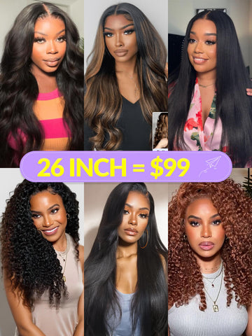 [26''=$99] Put On & Go/ 13x4 Lace Frontal/ 180% Density Wigs With Invisible Lace Glueless Human Hair Wigs VIP Member Flash Sale