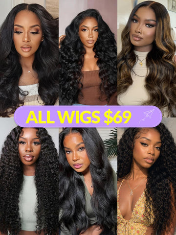 [All wigs $69] Put On & Go/ 13x4 Lace Frontal/ 180% Density Wigs With Invisible Lace Glueless Human Hair Wigs VIP Member Flash Sale