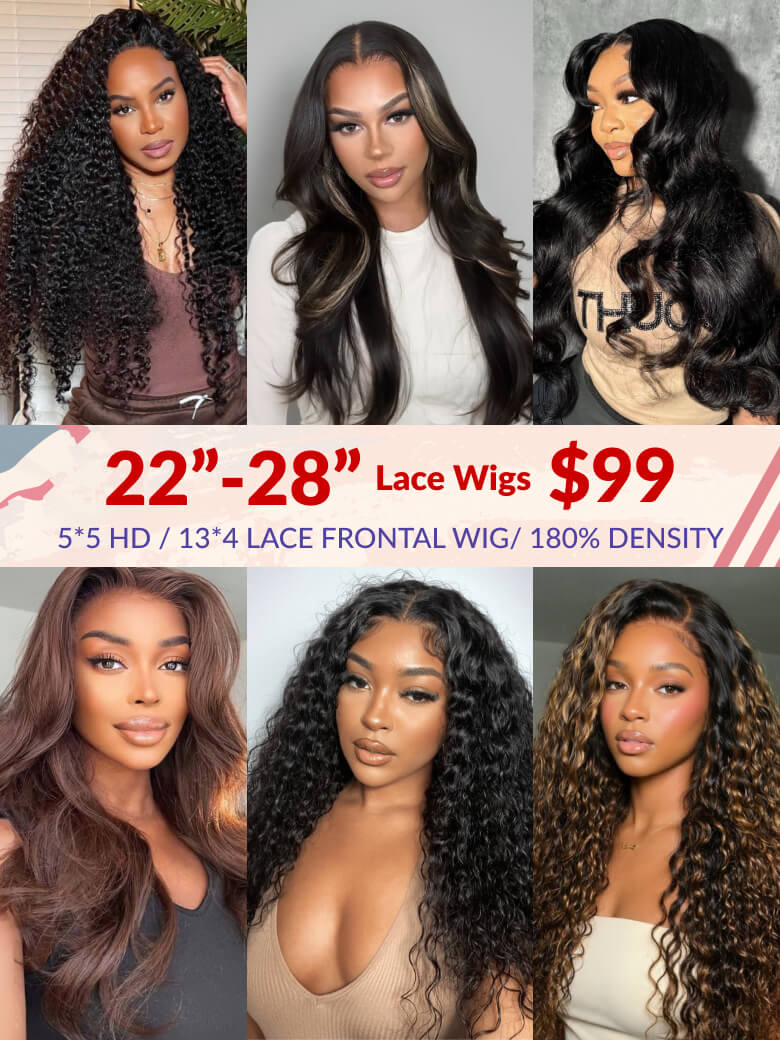 22"-26" All $99 | 6*5 Put On & Go/ 7*5 Bye Bye Knots/ 13*4 Pre Everything 100% Human Hair Wigs Limited Stocks Vip Member Offer Flash Sale