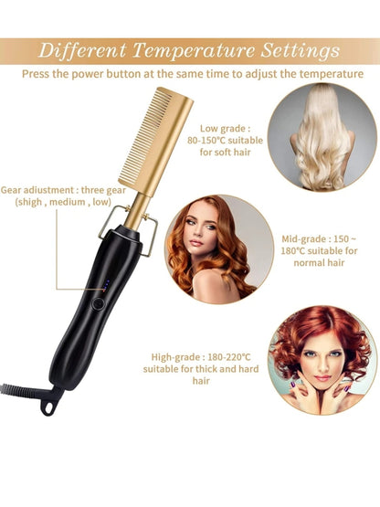 2500 Points Redeem 3 in 1 Hot Comb Hair Straightener  Multifunctional Copper Hair Straightener Brush Straightening Comb