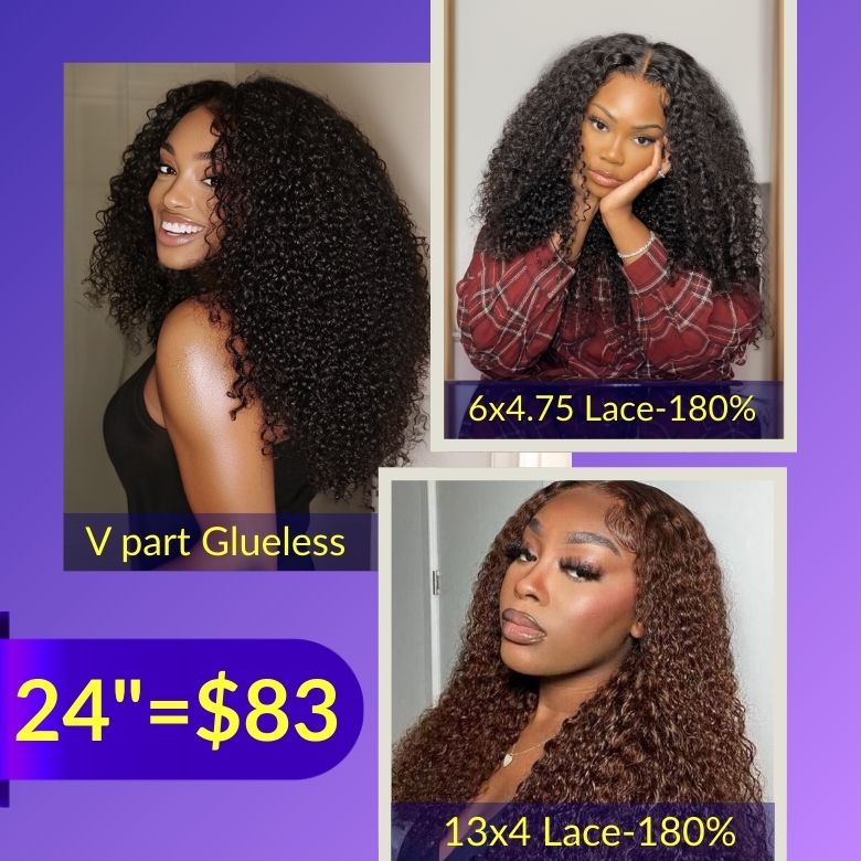$100 Off Sunber 6x4.75 Lace 180% Density Jerry Curly 3 style Human Hair Lace Wigs
