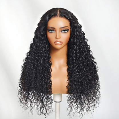 Sunber 7x5/ 13x4 Pre-Everything Lace Frontal Wig Water Wave &amp; Curly Mixed Human Hair Wigs With Invisi Drawstring