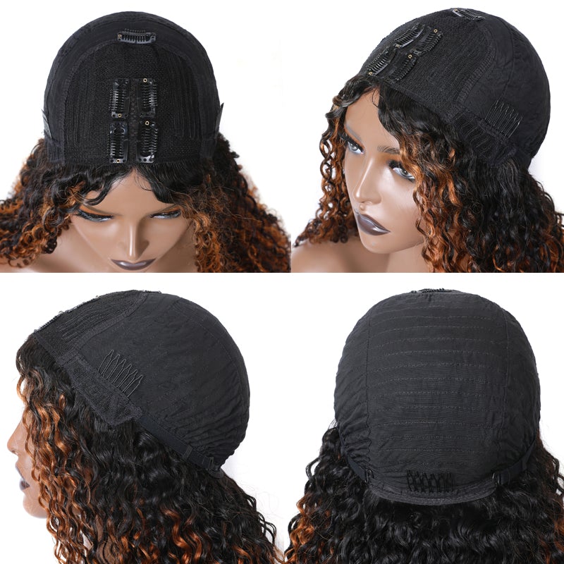 $100 Off Sunber V Part Wigs Balayage Highlight Curly Effortless To Put On Human Hair Wig