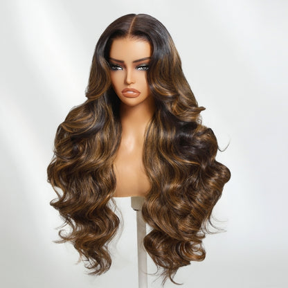 Sunber 7x5 Pre Cut Balayage Highlight Body Wave Lace Wigs With Invisi Drawstring Flash Sale