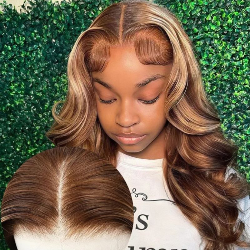 Sunber Body Wave Honey Blonde Highlights 6x4.75 Pre-Cut Lace Closure Human Hair Wig Flash Sale