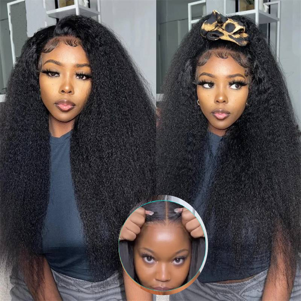 Sunber $100 Off 4C Kinky Edge 13X4 Kinky Straight Lace Front Human Hair Wigs And Lace Part Yaki Straight Wigs With Baby Hair