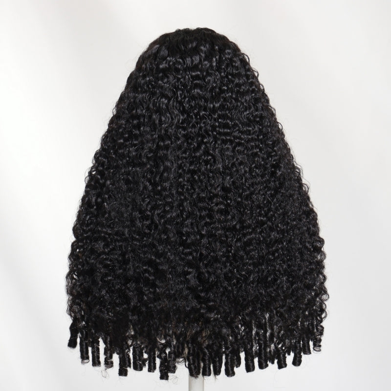 Sunber 13x4 Pre Everything Soft Natural Burmese Curly Finger Coily Ends Lace Frontal Wig With Invisi Drawstring