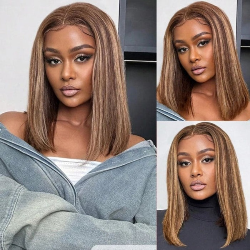 Flash Sale Sunber Piano Highlights Pre-Cut Lace Bob Wigs Human Hair