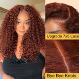 Extra 70% OFF | Sunber Reddish Brown Jerry Curly 7×5 Bye Bye Knots Lace Front Wig Real Human Hair