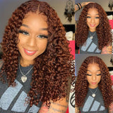 reddish brown curly pre-cut lace wigs