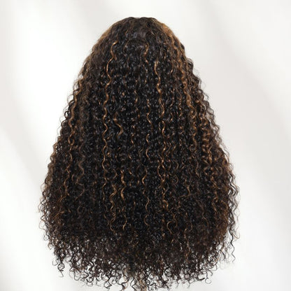 Sunber Golden Brown Highlights 7x5 Bye Bye Knots Jerry Curly Lace Wig With Pre Bleached