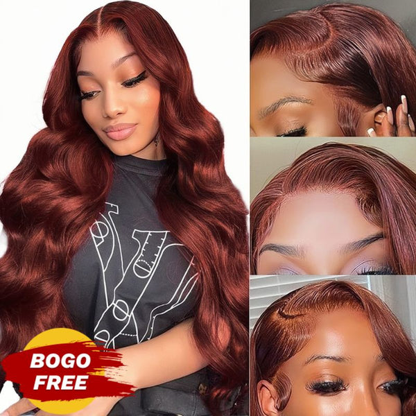 BOGO Sunber Reddish Brown Body Wave 13*4 Lace Front Wigs Pre-Plucked With Babyhair