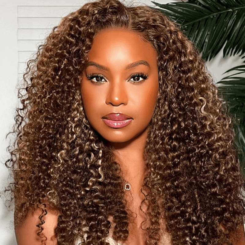 Sunber Water Wave Piano Brown Highlight  Lace Closure Human Hair Wig Vip Member Flash Sale