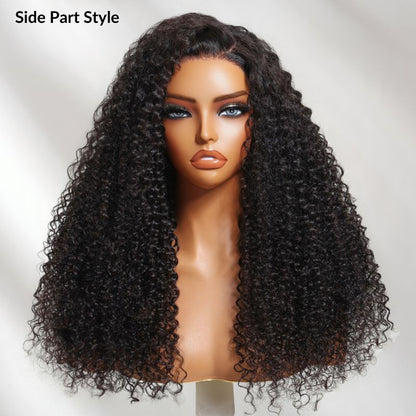 Sunber 7x5 Bye Bye Knots 4C Kinky Edge Baby Hair Jerry Curly Pre-Cut Lace Human Hair Wigs Bleached Knots With Invisi Drawstring