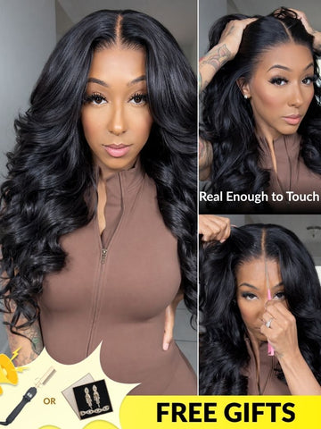 Sunber 180% Density 13x4 Pre-Everything Loose Wave Glueless Lace Frontal Wig –Feathered Style and Elastic Drawstring Flash Sale