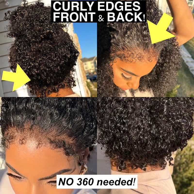 Extra 60% OFF | Sunber 4C Kinky Edge Kinky Curly Lace Closure Wigs Pre-Plucked Hairline Human Hair Wigs