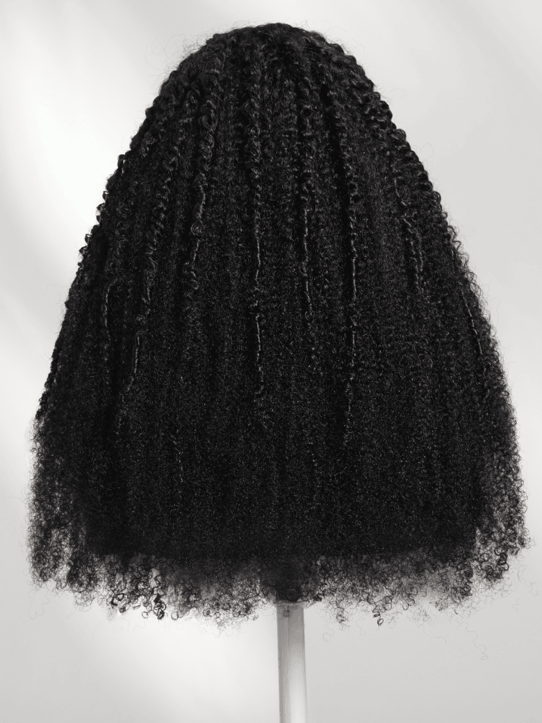 Sunber 180% Density 4C Afro-coily Tight Voluminous Kinky Curly 7x5 Pre Cut Lace Wig With Finger Coils