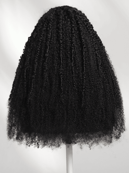 Sunber 180% Density 4C Afro-coily Tight Voluminous Kinky Curly 7x5 Pre Cut Lace Wig With Finger Coils
