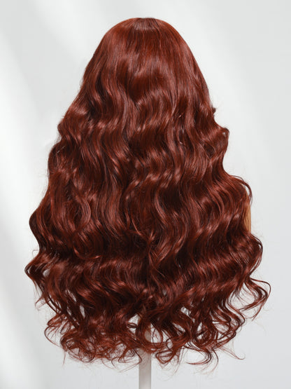 Sunber Body Wave Shake And Go Wigs 150% Density Reddish Brown 7x5 Bye Bye Knots Pre-Cut Lace Human Hair Wigs With Pre-Plucked