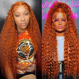 【Extra 70% OFF】Flash Sale Ginger Orange Curly Lace Part Wigs Human Hair