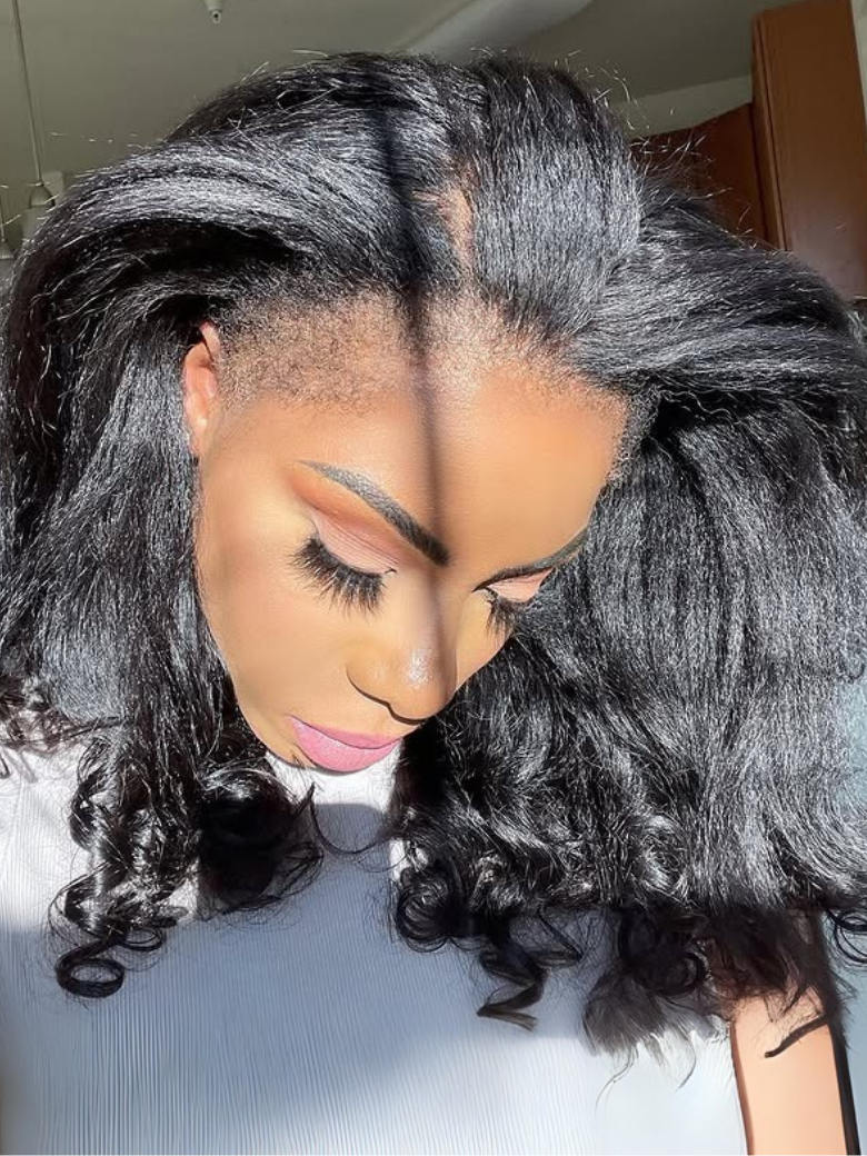 Flash Sale Sunber Kinky Straight EasiContour™ V Part Glueless Wigs 150%/180% Density Human Hair With Invisi Drawstring