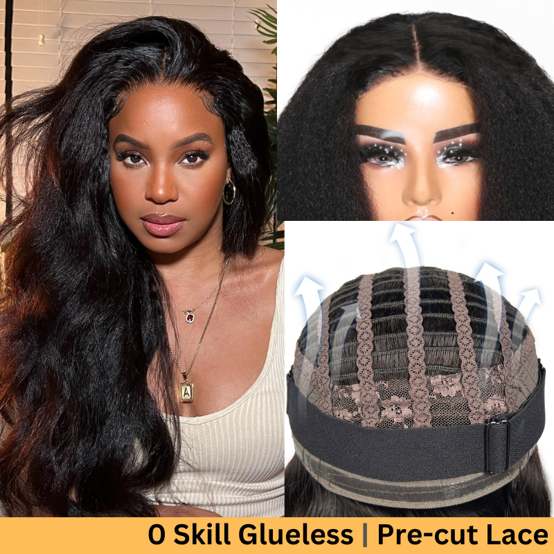 Extra 60% OFF | Sunber Kinky Straight 13×4 Lace Front Human Hair Wig With Bleached Knots