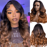 Sunber Toasted Caramel Brown Body Wave 13x4 Lace Front Human Hair Wig With Dark Roots