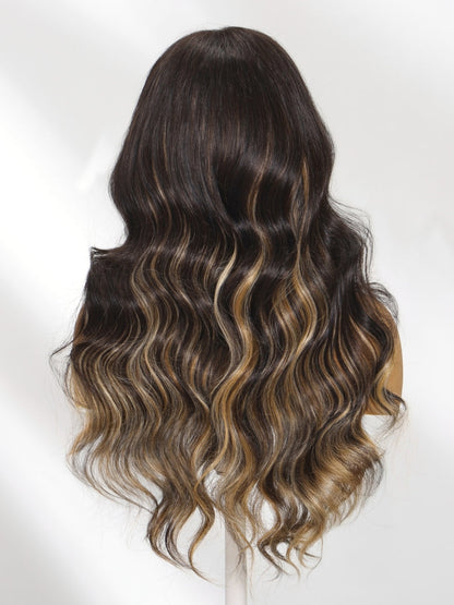 Sunber 7x5 Pre Cut Caramel Honey Brown Highlights Pre-everything Glueless Loose Wave Lace Wig With Bye Bye Knots