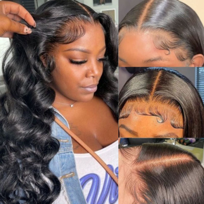 Sunber Body Wave Real Tangle-Free Transparent Lace Wig Pre-Cut Lace Human Hair