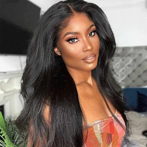 [22"=$79]Sunber 4C Kinky Edge Kinky Straight Lace Wig Human Hair Wigs With Baby Hair Flash Sale