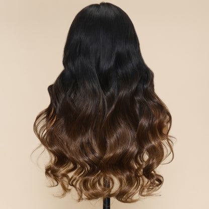 Extra 50% OFF | Sunber Bye Bye Knots Wig 7x5 Glueless Lace Black to Chestnut Brown Ombre Loose Wave Wig With Bleached Knots