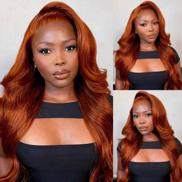 Sunber Copper Brown Color Body Wave 6*4.75 Lace Closure Wigs With Pre-Plucked