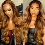 【180%】Flash Sale Sunber Ginger Spice Brown 13x4 Lace Front Wig Body Wave Human Hair Wigs Pre-Plucked Hairline With Bleached Knots