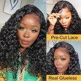 Sunber Water Wave Transparent Lace Front Wigs Glueless Pre-Cut Lace Wig Wet and Wavy Wigs