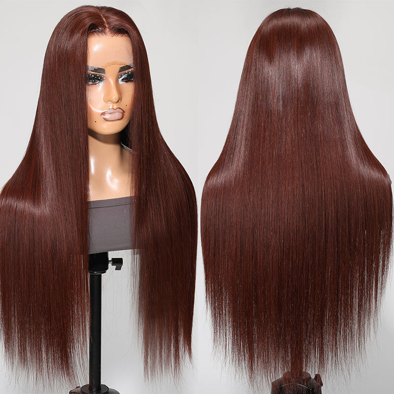 Sunber Reddish Brown Straight Lace Wig Chocolate Rich Brown Color 13x4 Lace Front Human Hair Wig