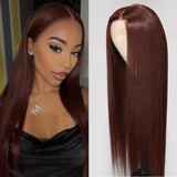 Sunber Reddish Brown Straight Lace Wig Chocolate Rich Brown Color 13x4 Lace Front Human Hair Wig