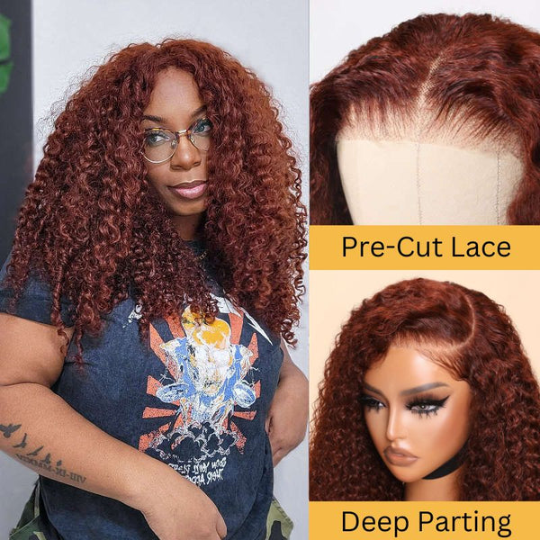 Reddish Brown Jerry Curly Lace wig