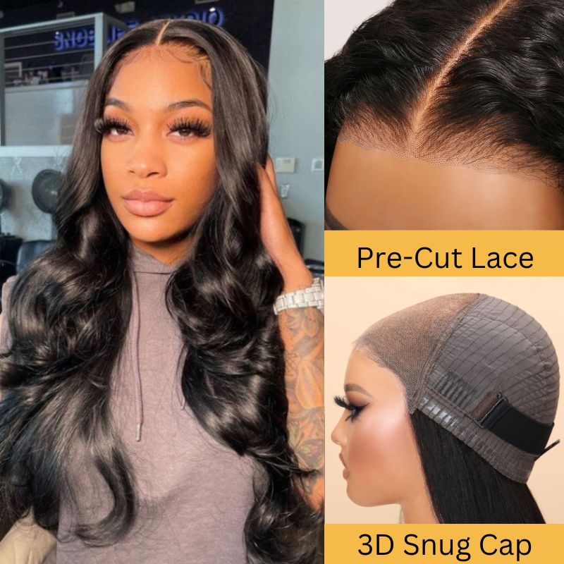 Sunber 7x5 Bye Bye Knots Pre-Cut Lace Put On And Go Wigs 13×4 Pre-Everything Body Wave Wig Pre-Plucked